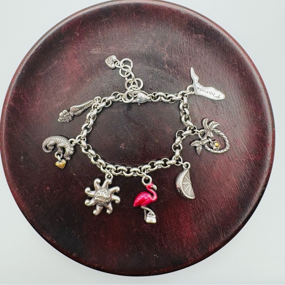 Brighton Retired Florida Charm Bracelet Flamingo Sun Alligator - Picture 5 of 11